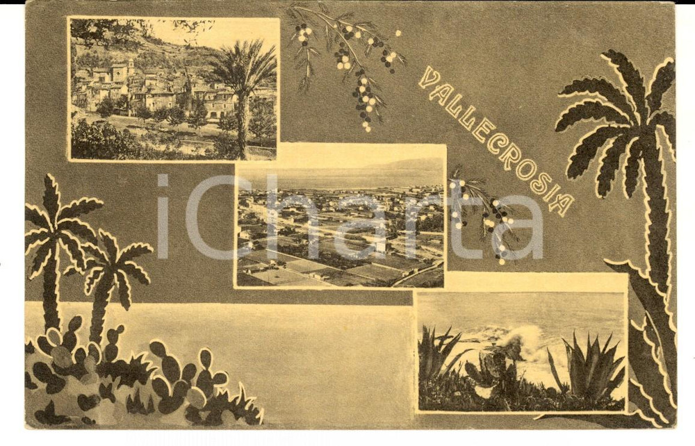 Cartolina originale da collezione 1940 ca VALLECROSIA IM Vedutine del paese Cartolina postale FP VG 1