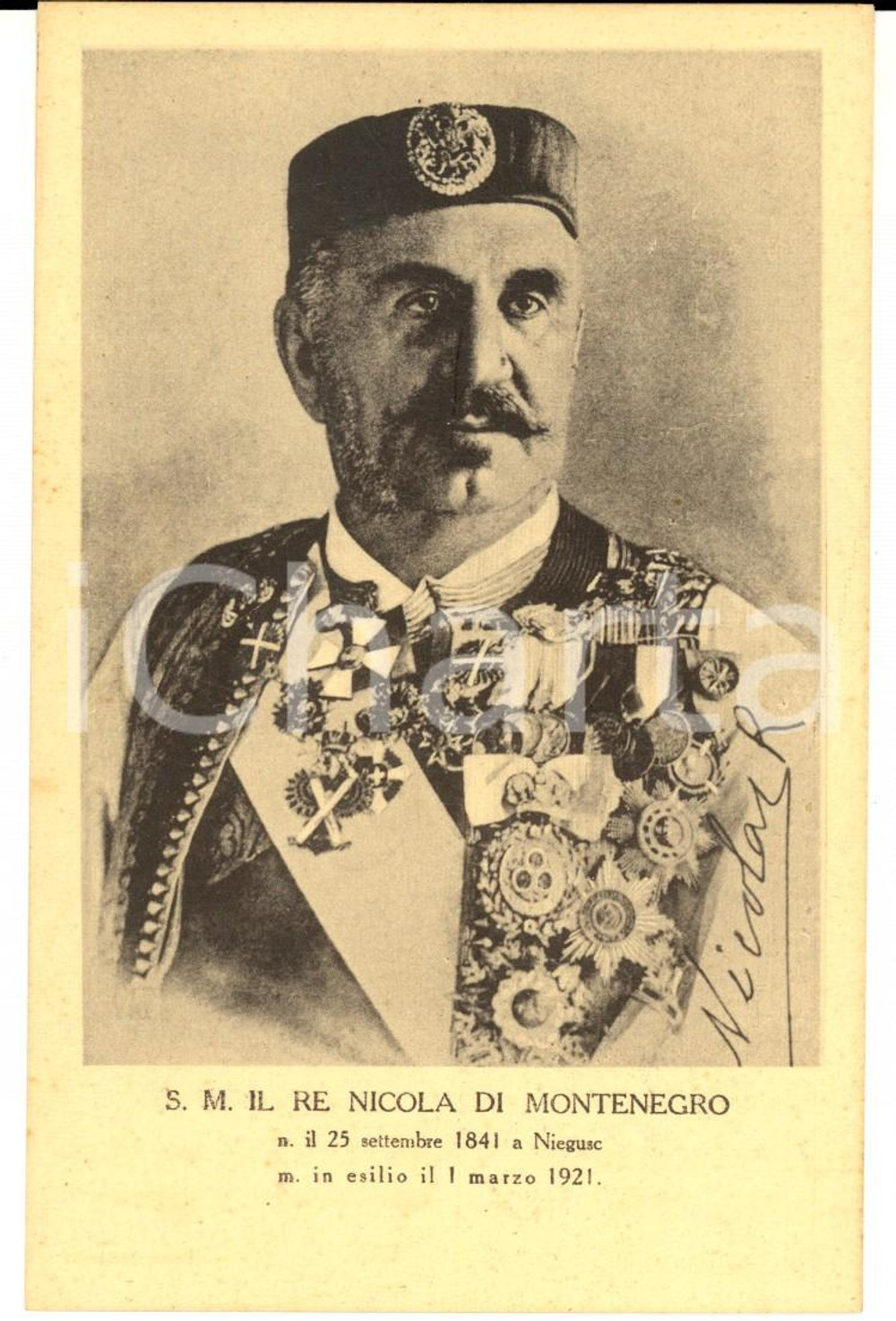Cartolina originale da collezione 1930 ca S.M. Re Nicola I di MONTENEGRO Cartolina FP NV 1