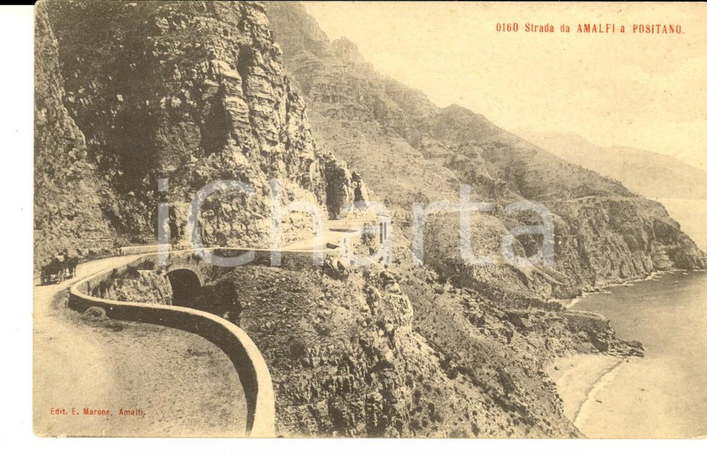 Cartolina originale da collezione 1915 AMALFI SA La strada panoramica per POSITANO Cartolina FP NV 1