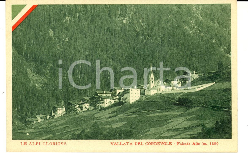 Cartolina originale da collezione 1920 ca ALPI GLORIOSE  FALCADE BL Panorama  VALLATA DEL CORDEVOLE Cartolina 1