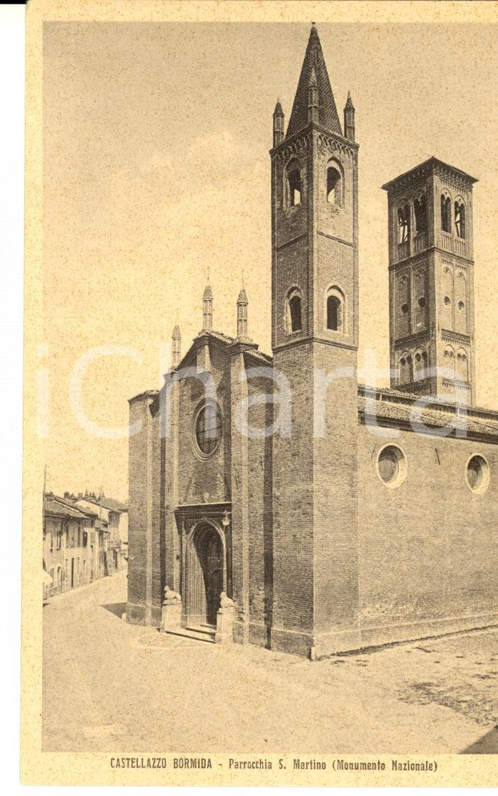 Cartolina originale da collezione 1915 ca CASTELLAZZO BORMIDA AL Parrocchia di SAN MARTINO Cartolina FP NV 1