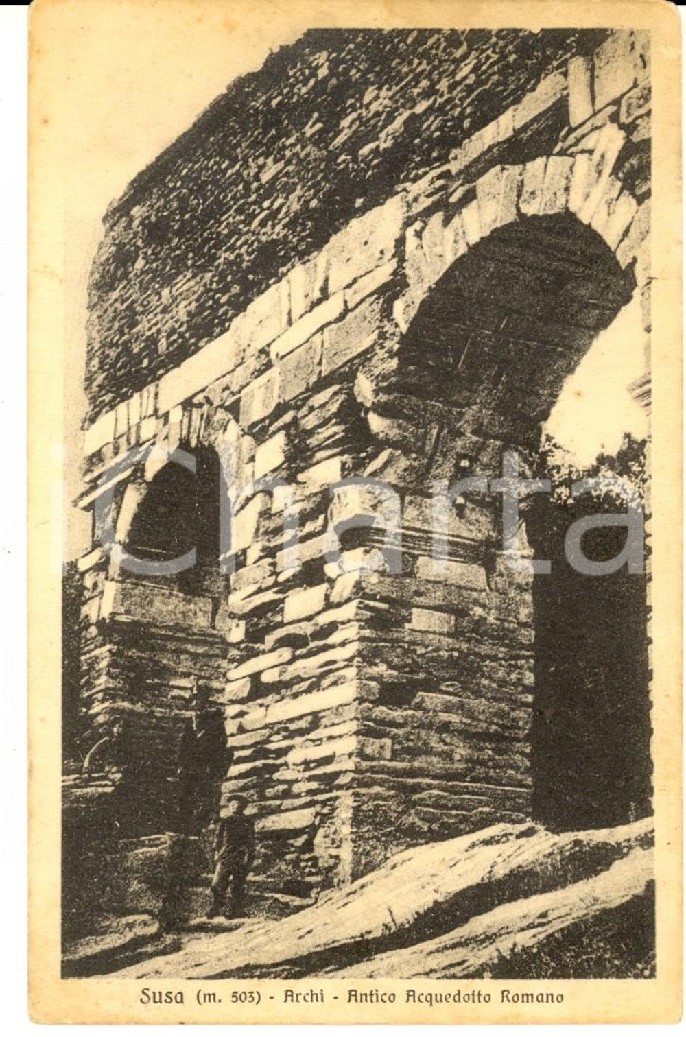 Cartolina originale da collezione 1935 SUSA TO Archi dell acquedotto romano Cartolina postale ANIMATA FP VG 1