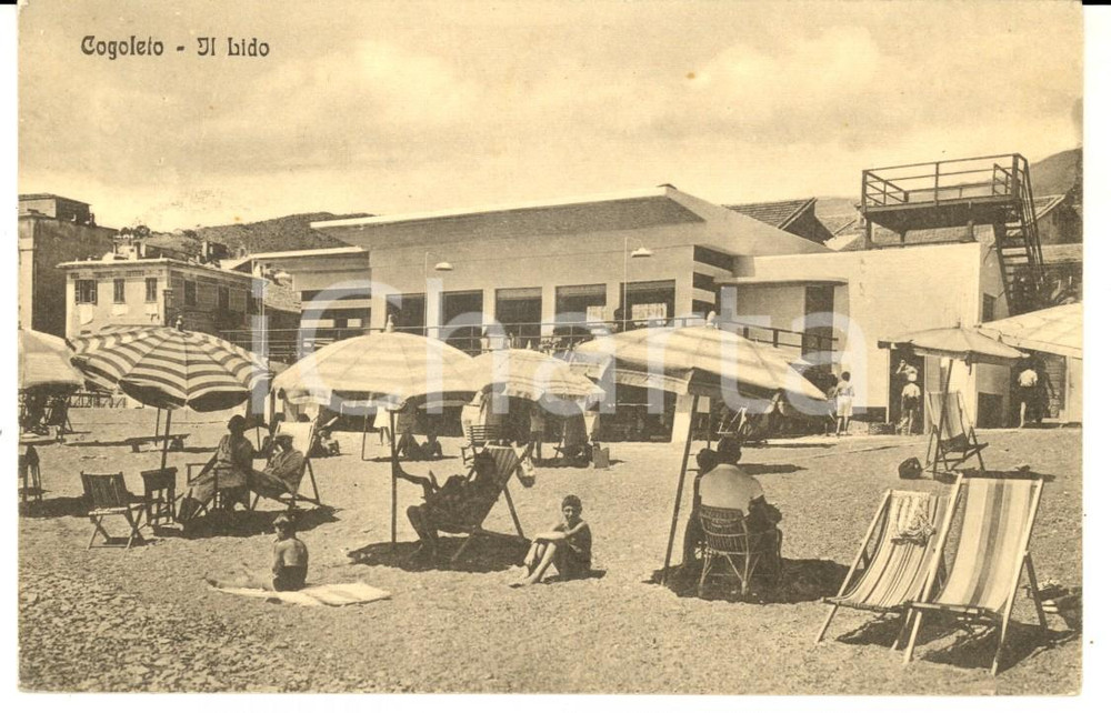 Cartolina originale da collezione 1942 COGOLETO GE Veduta del Lido Cartolina animata FP VG 1