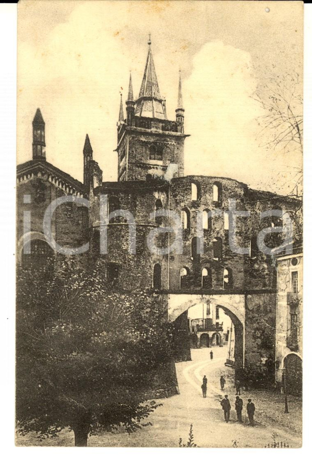 Cartolina originale da collezione 1932 SUSA TO Porta SAVOIA, torri civiche e cattedrale SAN GIUSTO Cartolina 1