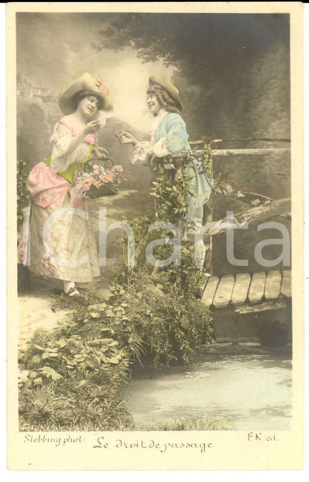 Cartolina originale da collezione 1900 ca FRANCE AMOUR Le droit de passage Carte postale STEBBING  VINTAGE 1
