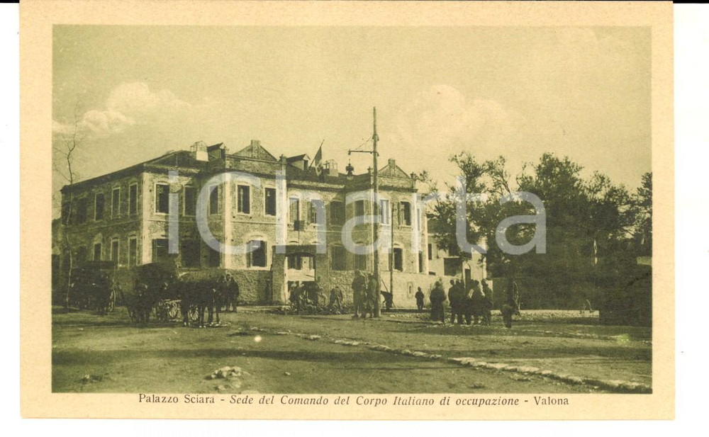 Cartolina originale da collezione 1940 ca VALONA ALBANIA Palazzo SCIARA  Comando Corpo Italiano di occupazione 1