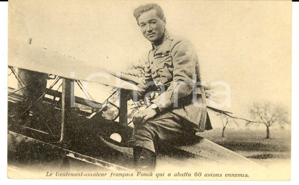 Cartolina originale da collezione 1918 WWI Aviateur RenÃ© FONCK qui a abattu 60 avions ennemis Carte postale 1