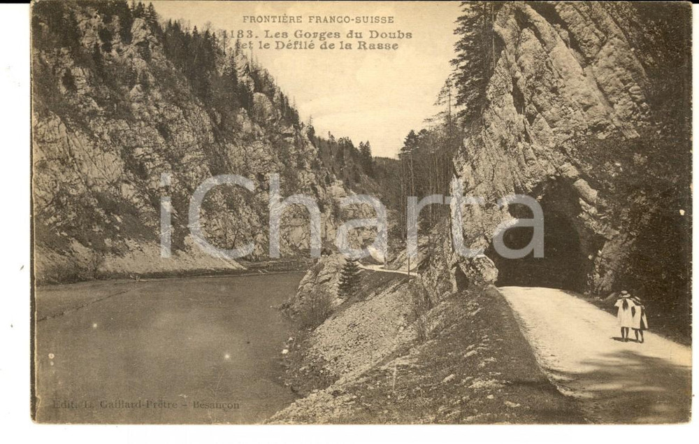 Cartolina originale da collezione 1910 FRANCE Gorges du DOUBS et DÃ©filÃ© de la RASSE Carte postale ANIMEE enfants 1
