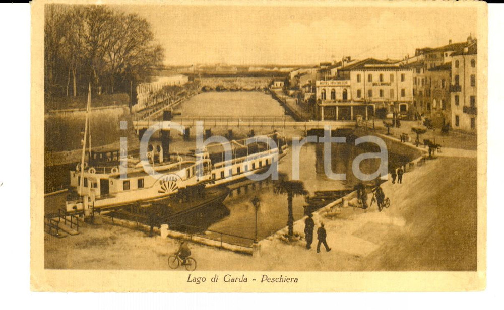 Cartolina originale da collezione 1917 PESCHIERA DEL GARDA BS Lago con battello SENAGO Cartolina postale FP 1