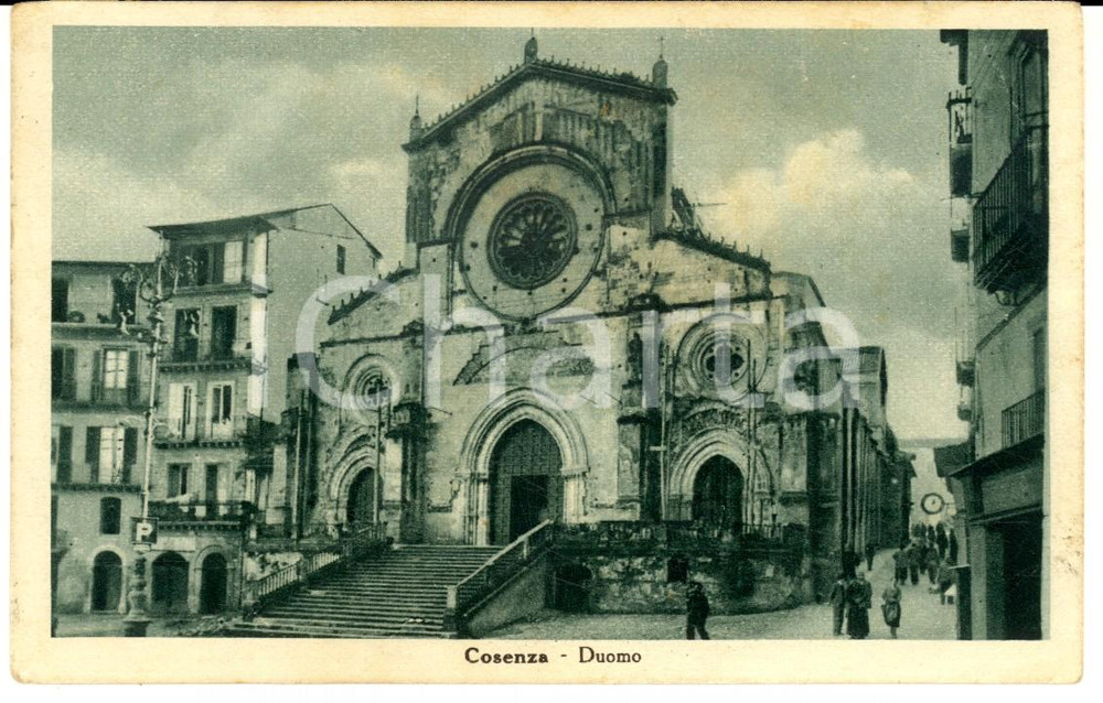 Cartolina originale da collezione 1942 COSENZA Veduta del Duomo Cartolina postale ANIMATA FP VG 1