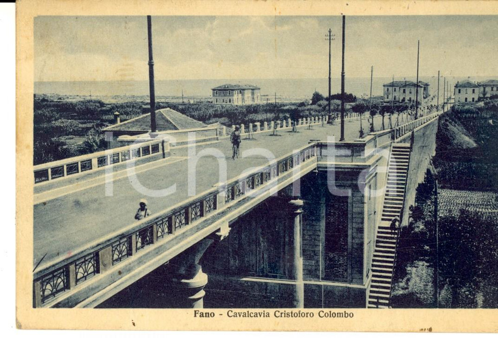 Cartolina originale da collezione 1932 FANO PU Cavalcavia CRISTOFORO COLOMBO Cartolina FP VG 1