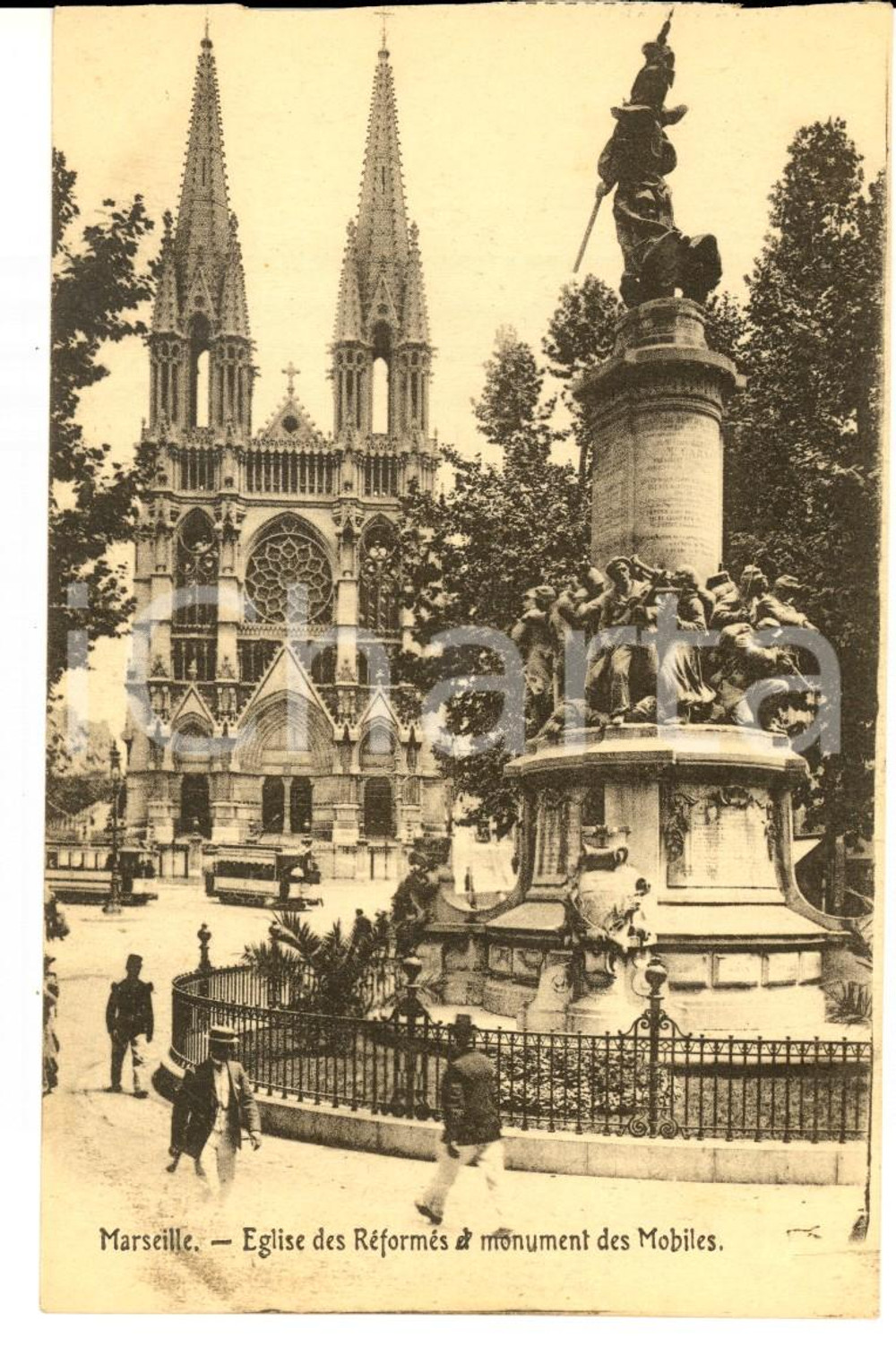 1910 ca MARSEILLE (F) Eglise des Réformés et monument des Mobiles *Carte postale
