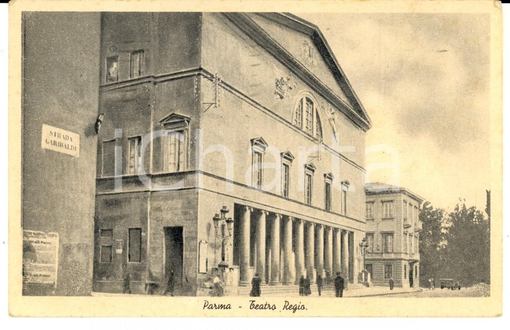 Cartolina originale da collezione 1948 PARMA Veduta del Teatro REGIO Cartolina postale ANIMATA FP VG 1