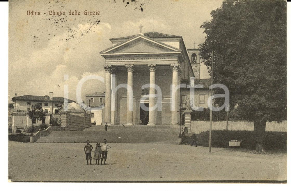 Cartolina originale da collezione 1915 UDINE Chiesa delle Grazie Cartolina postale ANIMATA FP VG 1
