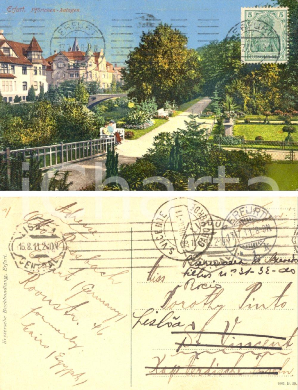 Autografo originale 1911 ERFURT D PforichenAntagen Cartolina Otto ROSBACH a Dorothy PINTO 1