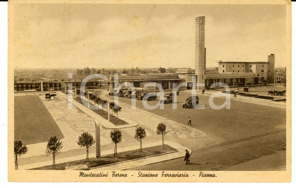 Cartolina originale da collezione 1949 MONTECATINI TERME Piazza della Stazioen Ferroviaria Cartolina ANIMATA 1