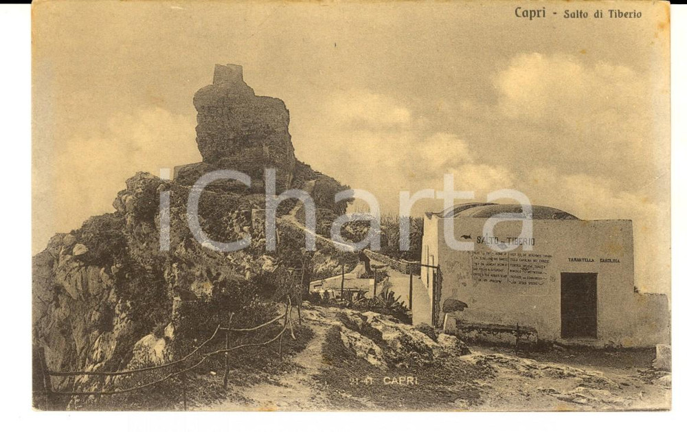 Cartolina originale da collezione 1920 ca CAPRI NA Veduta del Salto di TIBERIO Cartolina postale FP 1