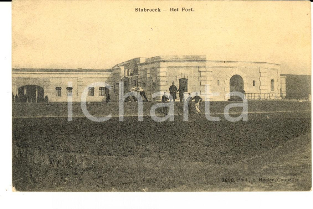 Cartolina originale da collezione 1915 WWI STABROEK BELGIO La fortezza Cartolina ANIMATA militari FP VG 1