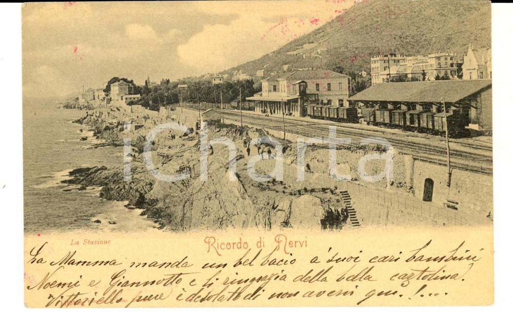 Cartolina originale da collezione 1900 GENOVA NERVI Veduta della stazione sul mare Cartolina FP VG 1