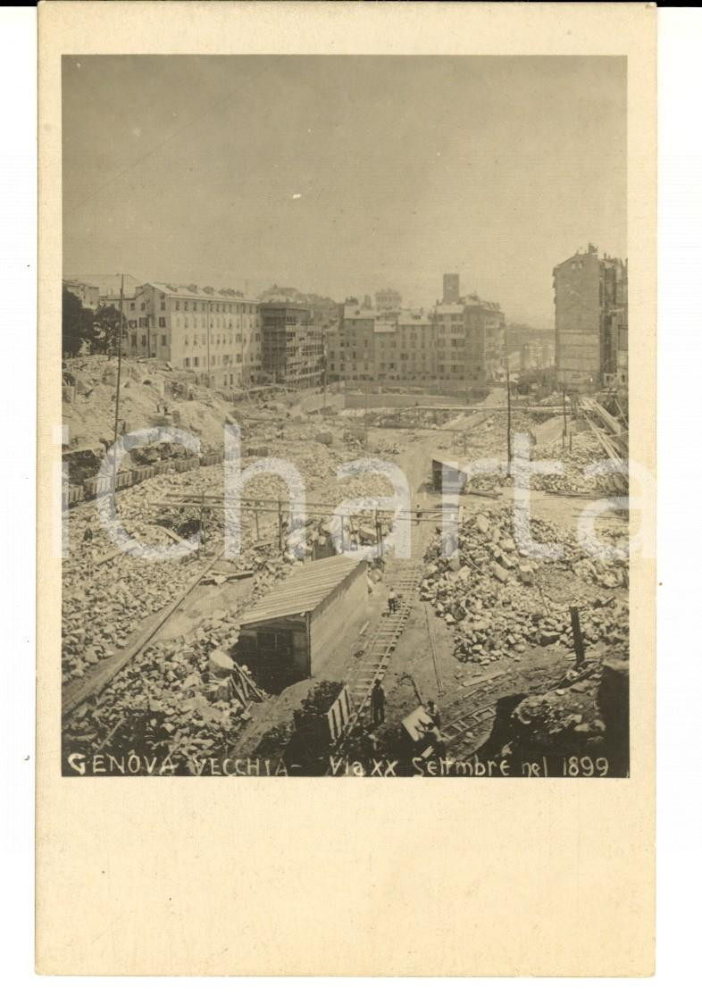 Cartolina originale da collezione 1920 ca GENOVA VECCHIA Via XX Settembre nel 1899  Cantiere Cartolina FP NV 1