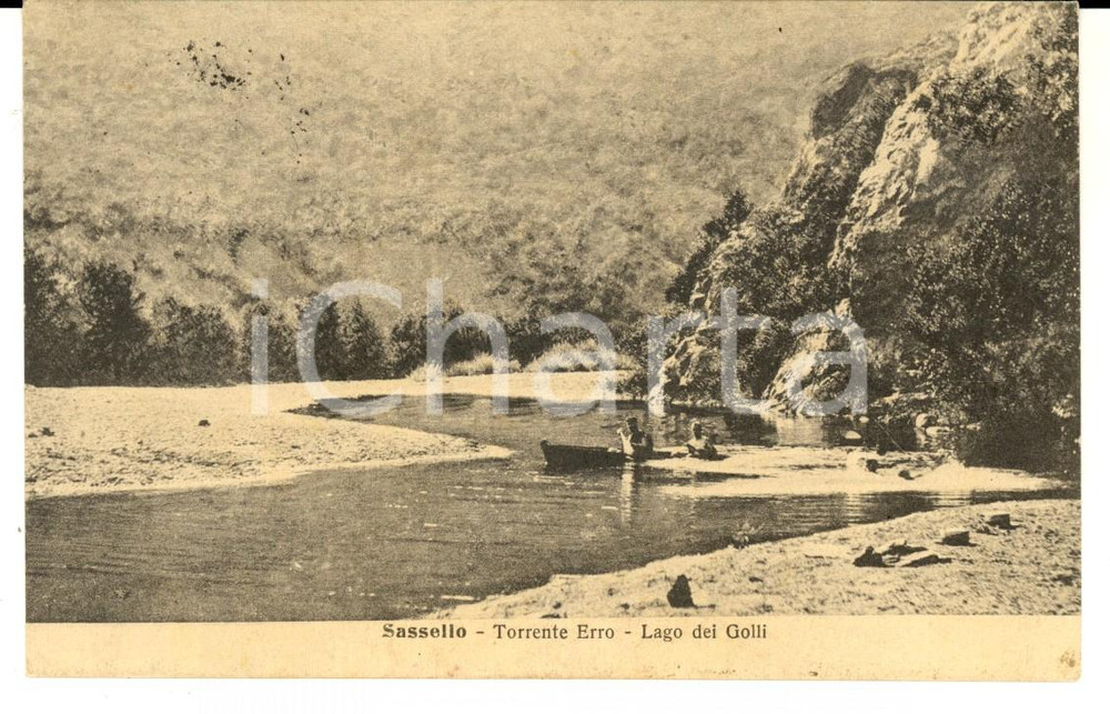 Cartolina originale da collezione 1929 SASSELLO SV Torrente ERRO  Lago dei GOLLI Cartolina ANIMATA barca FP 1