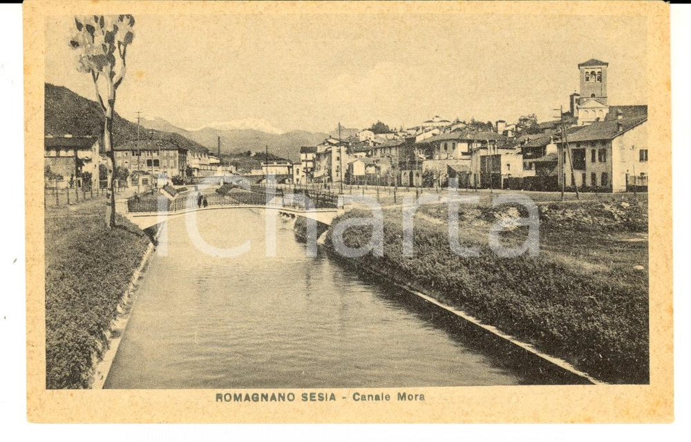 Cartolina originale da collezione 1943 ROMAGNANO SESIA Canale MORA Cartolina postale ANIMATA FP NV 1