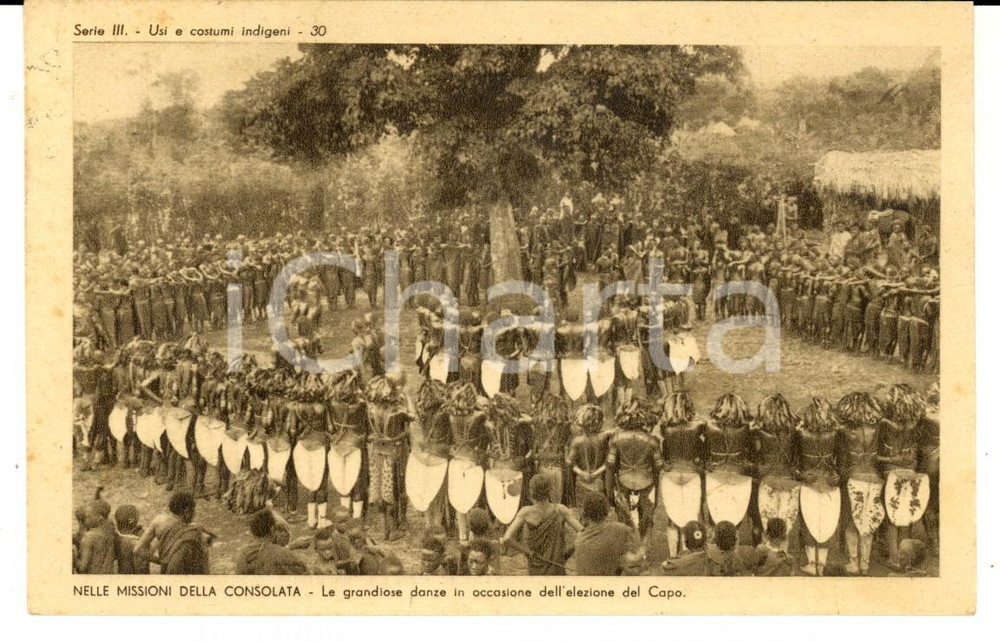 Cartolina originale da collezione 1956 MISSIONI CONSOLATA AFRICA Danze per l elezione del capo Cartolina FP VG 1