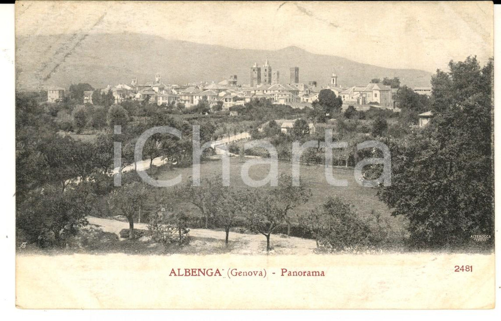 Cartolina originale da collezione 1900 ca ALBENGA SV Panorama Cartolina postale FP VG 1