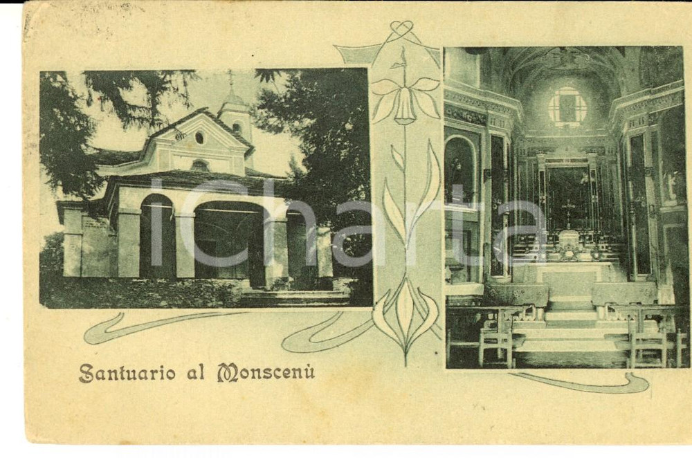 Cartolina originale da collezione 1924 MONSCENU  VB Santuario Madonna delle Grazie  Vedutine Cartolina FP VG 1