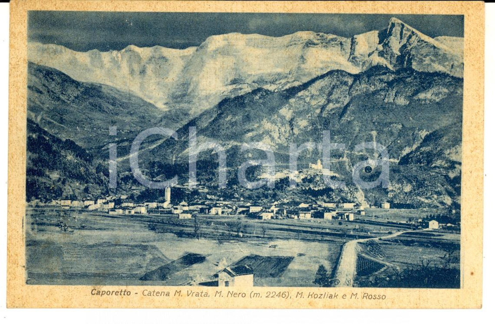 Cartolina originale da collezione 1941 CAPORETTO SLOVENIA Catena monti VRATA  NERO  KOZLIAK  ROSSO Cartolina 1