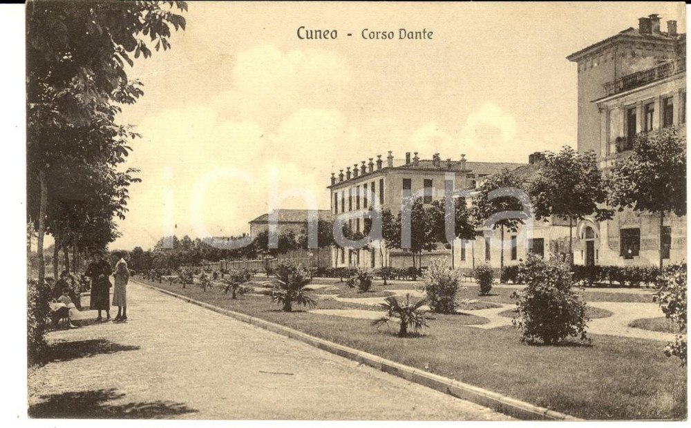 Cartolina originale da collezione 1932 CUNEO Veduta di Corso DANTE Cartolina postale ANIMATA FP VG 1
