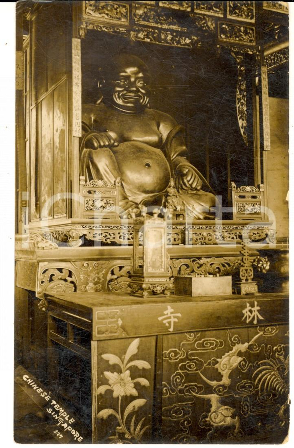 Cartolina originale da collezione 1912 SINGAPORE Chinese temple VINTAGE postcard FP VG 1