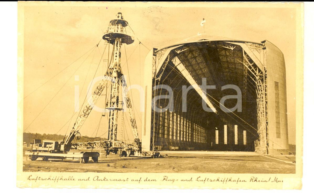 Cartolina originale da collezione 1940 ca WW2 ZeppelinLuftschiff LZ 129 HINDENBURG  Luftschiffhalle Postcard 1