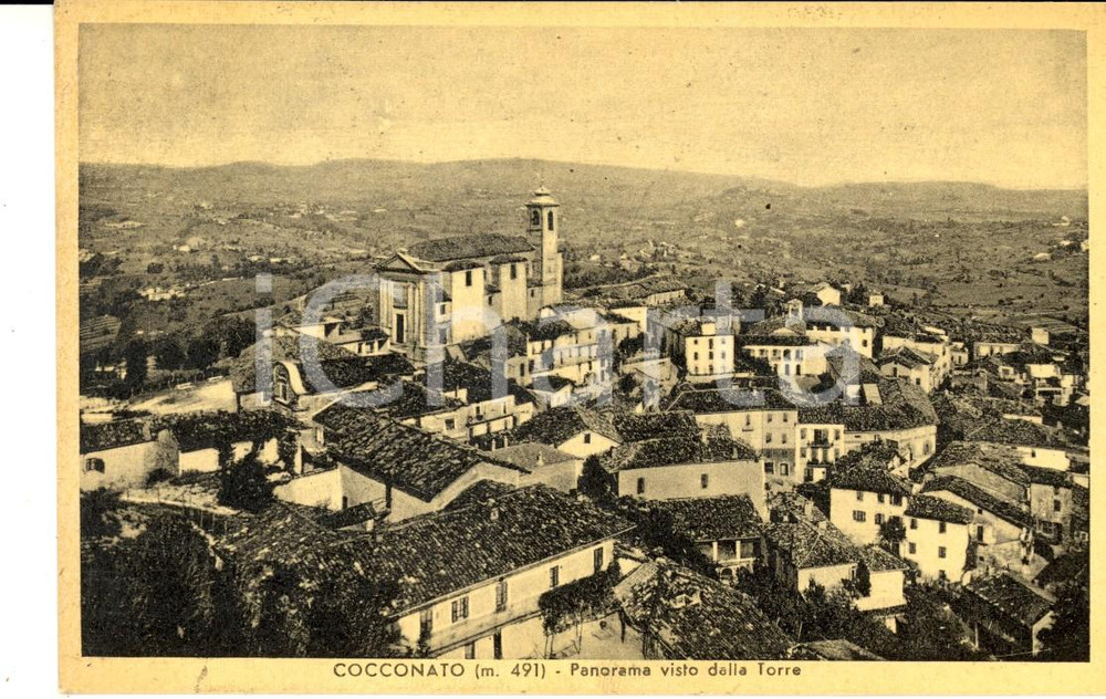 Cartolina originale da collezione 1941 COCCONATO AT Panorama visto dalla Torre Cartolina FP VG 1