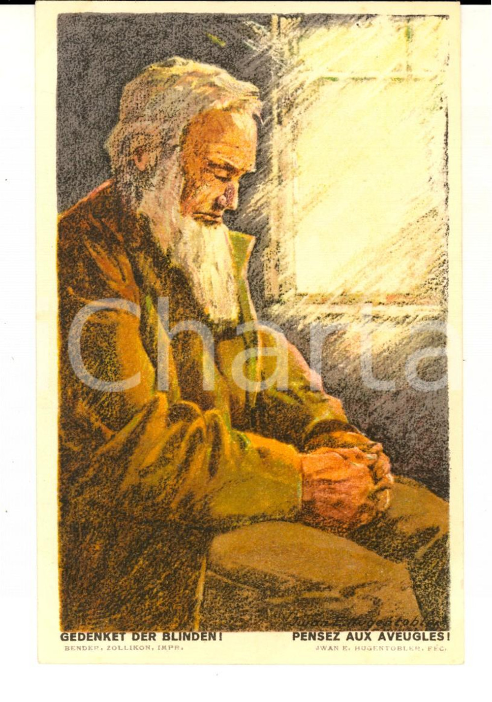 Cartolina originale da collezione 1923 Festa Nazionale  Per i nostri CIECHI Cartolina postale ILLUSTRATA FP NV 1