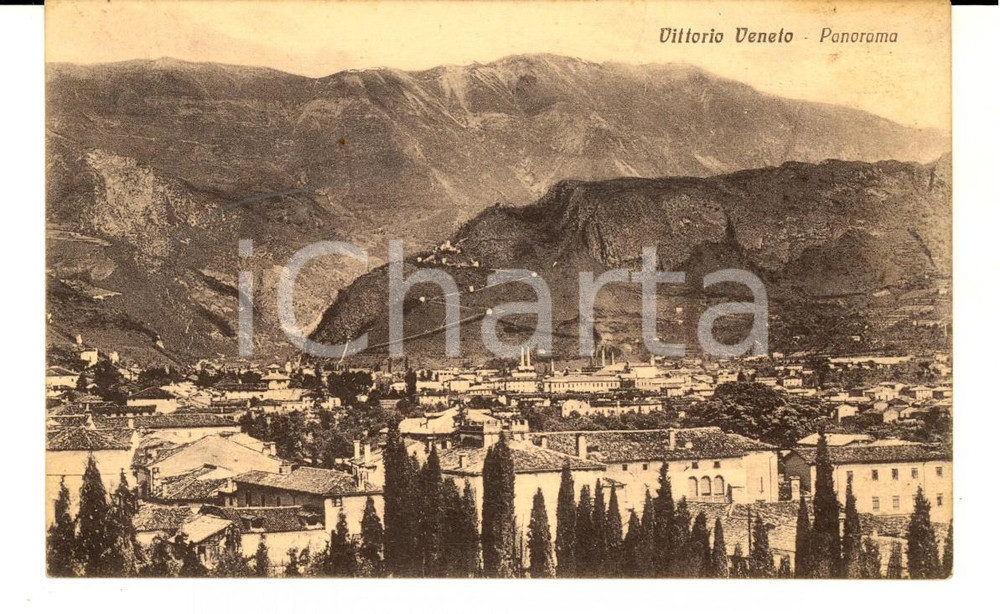 Cartolina originale da collezione 1928 VITTORIO VENETO TV Panorama del paese Cartolina FP VG 1