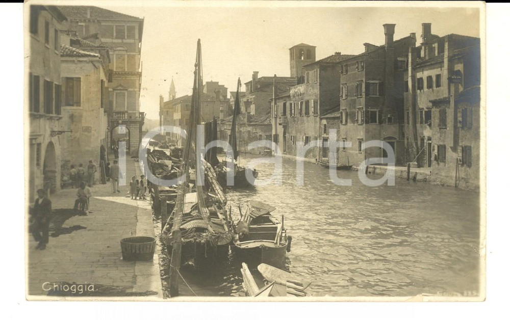 Cartolina originale da collezione 1914 CHIOGGIA VE Veduta di un canale Cartolina RARA ANIMATA FP VG 1