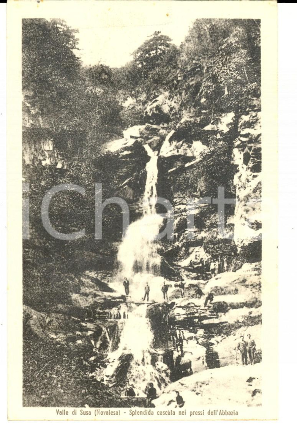 Cartolina originale da collezione 1942 NOVALESA TO Cascata nei pressi dell Abbazia Cartolina ANIMATA FP NV 1