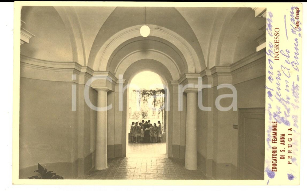 Cartolina originale da collezione 1958 PERUGIA Educatorio femminile di S. ANNA  Ingresso Cartolina ANIMATA FP 1