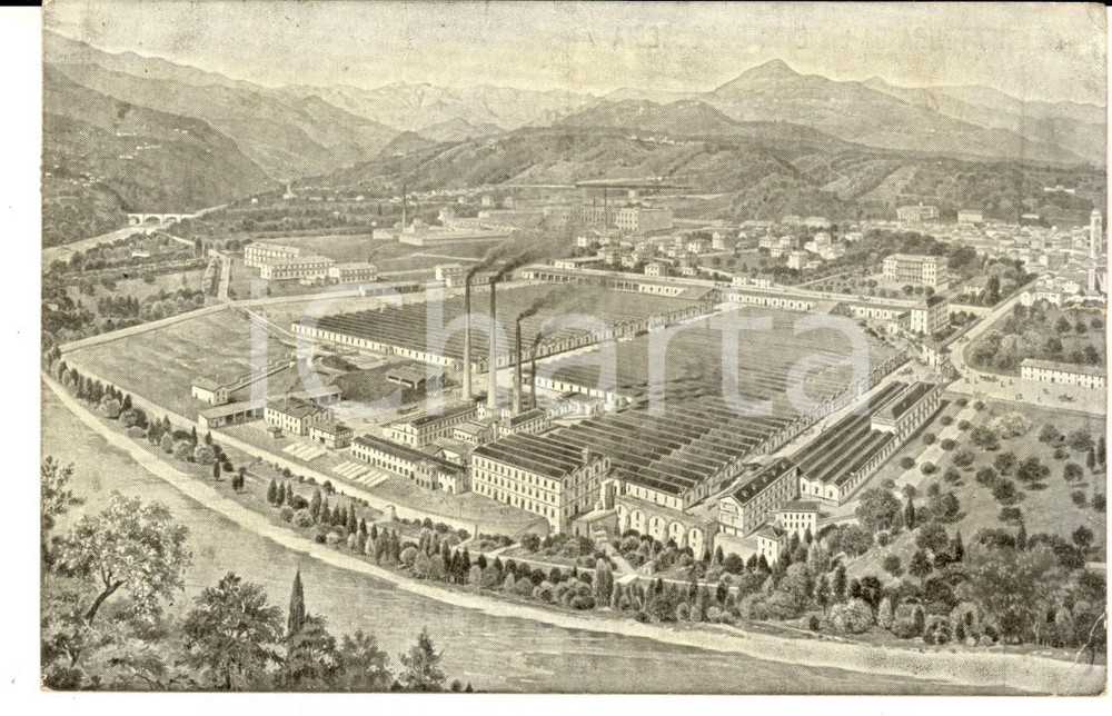 Cartolina originale da collezione 1928 BORGOSESIA VC Veduta della Manifattura di Lane Cartolina FP VG 1