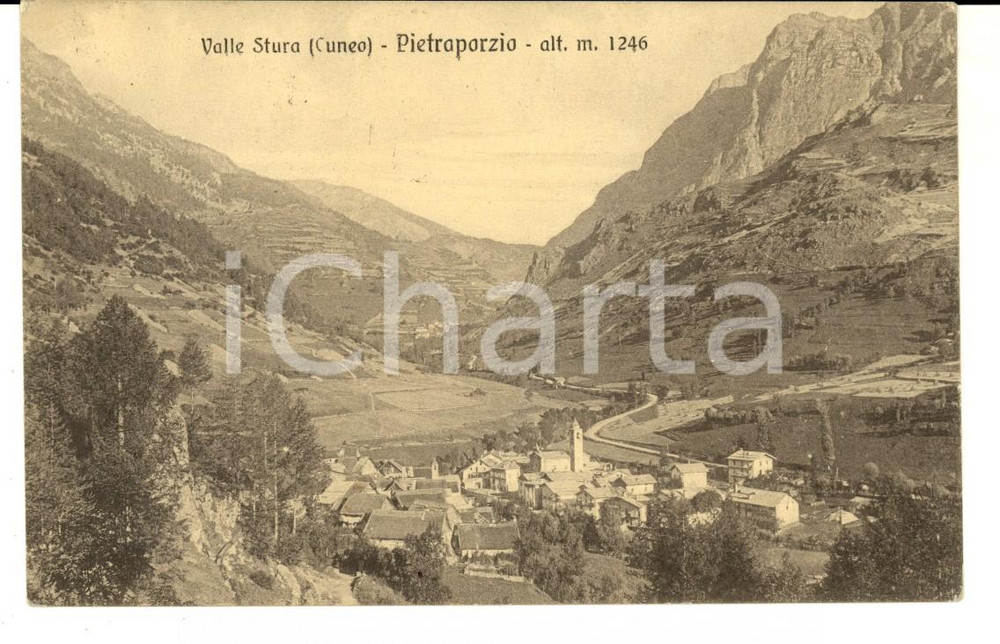 Cartolina originale da collezione 1924 PIETRAPORZIO CN Panorama sulla Valle STURA Cartolina FP NV 1