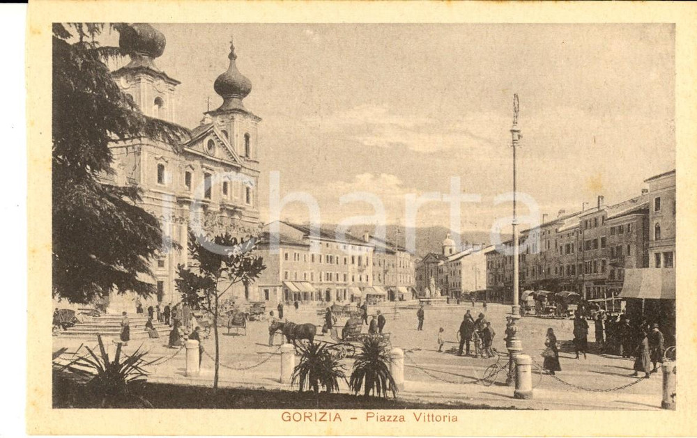 Cartolina originale da collezione 1929 GORIZIA Veduta di Piazza Vittoria Cartolina postale ANIMATA FP NV 1