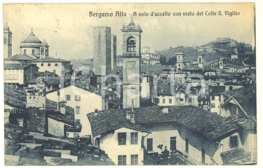 1925 BERGAMO ALTA Veduta dal Colle SAN VIGILIO *Cartolina postale FP VG