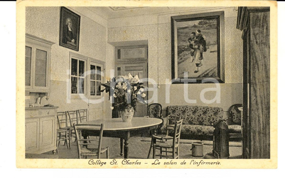 Cartolina originale da collezione 1950 ca BORDIGHERA CollÃ¨ge ST. CHARLES  Salon infirmerie Carte postale 1