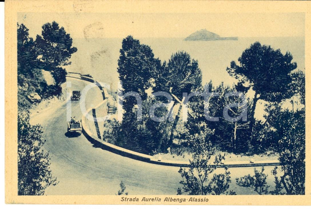 Cartolina originale da collezione 1950 ca ALASSIO SV Veduta strada AURELIA per ALBENGA Cartolina postale FP VG 1