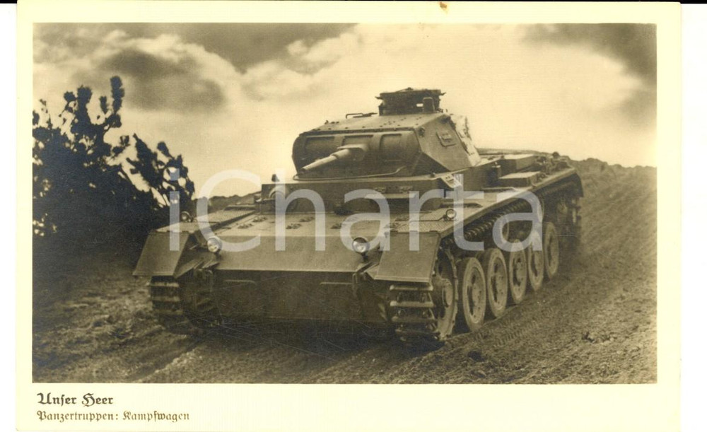 Cartolina originale da collezione 1940 ca WW2 Die WEHRMACHT  Banzertruppen: Rampfwagen Postcard FP NV 1