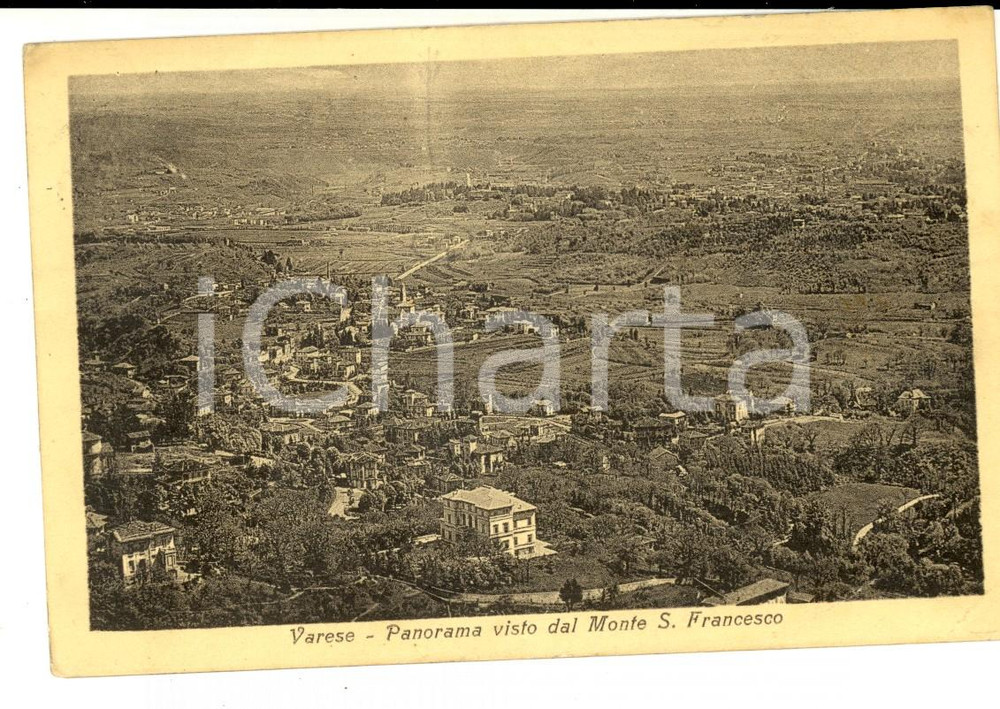 Cartolina originale da collezione 1920 ca VARESE Panorama visto dal MONTE SAN FRANCESCO Cartolina FP VG 1