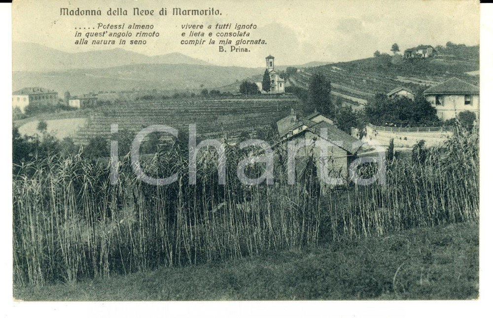 Cartolina originale da collezione 1930 MARMORITO D ASTI Chiesa della MADONNA DELLA NEVE Cartolina FP VG 1