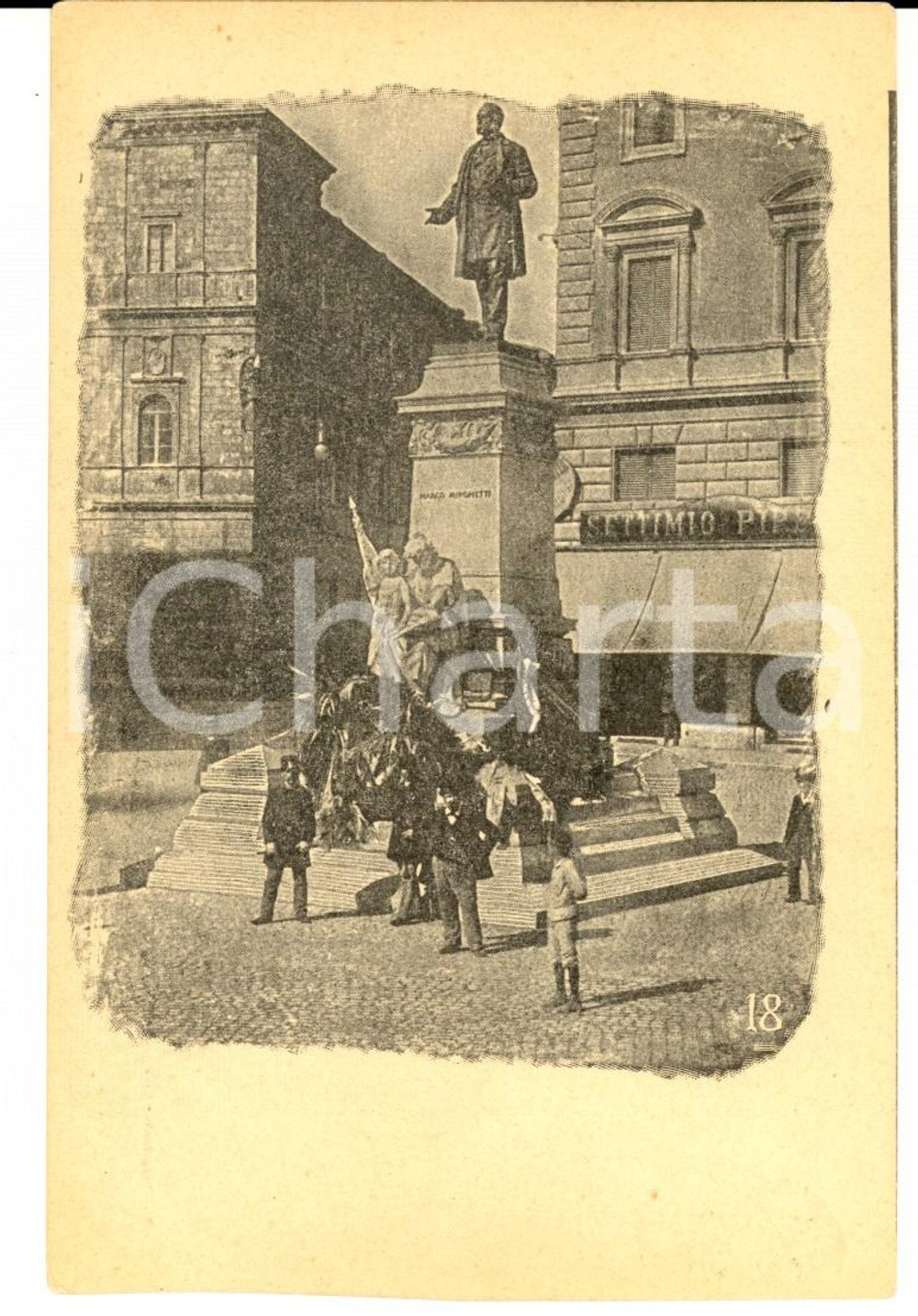 Cartolina originale da collezione 1900 ca ROMA Piazza S. PANTALEO  Monumento a Marco MINGHETTI Cartolina ANIMATA 1