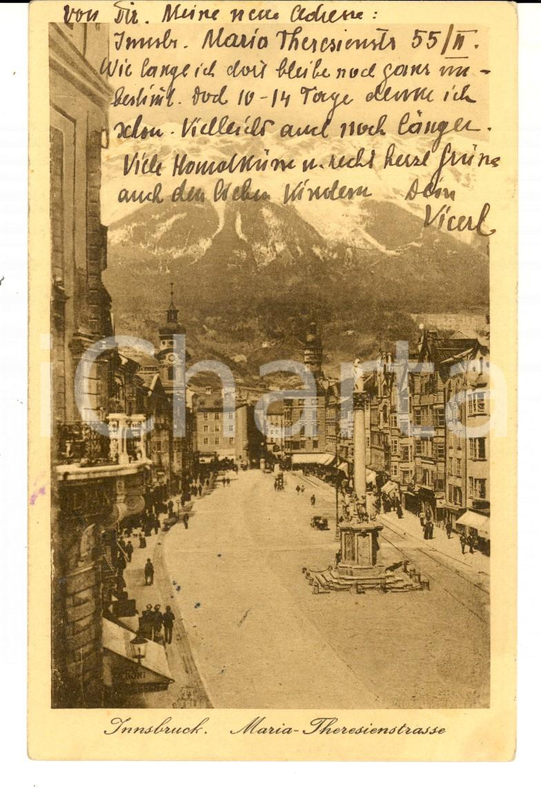 Cartolina originale da collezione 1932 INNSBRUCK MariaTheresienstrasse Cartolina postale ANIMATA FP VG 1